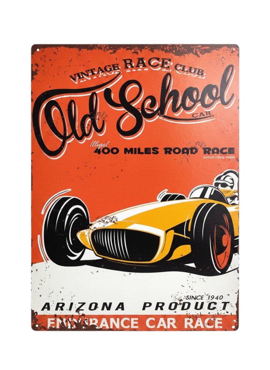 Vintage Race Club Old School Ahşap Tablo