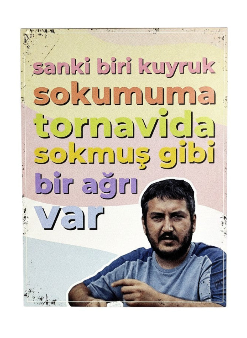 Sanki Biri Kuyruk Sokumuma Tornavida Sokmuş Gibi Bir Ağrı Var Ahşap Tablo