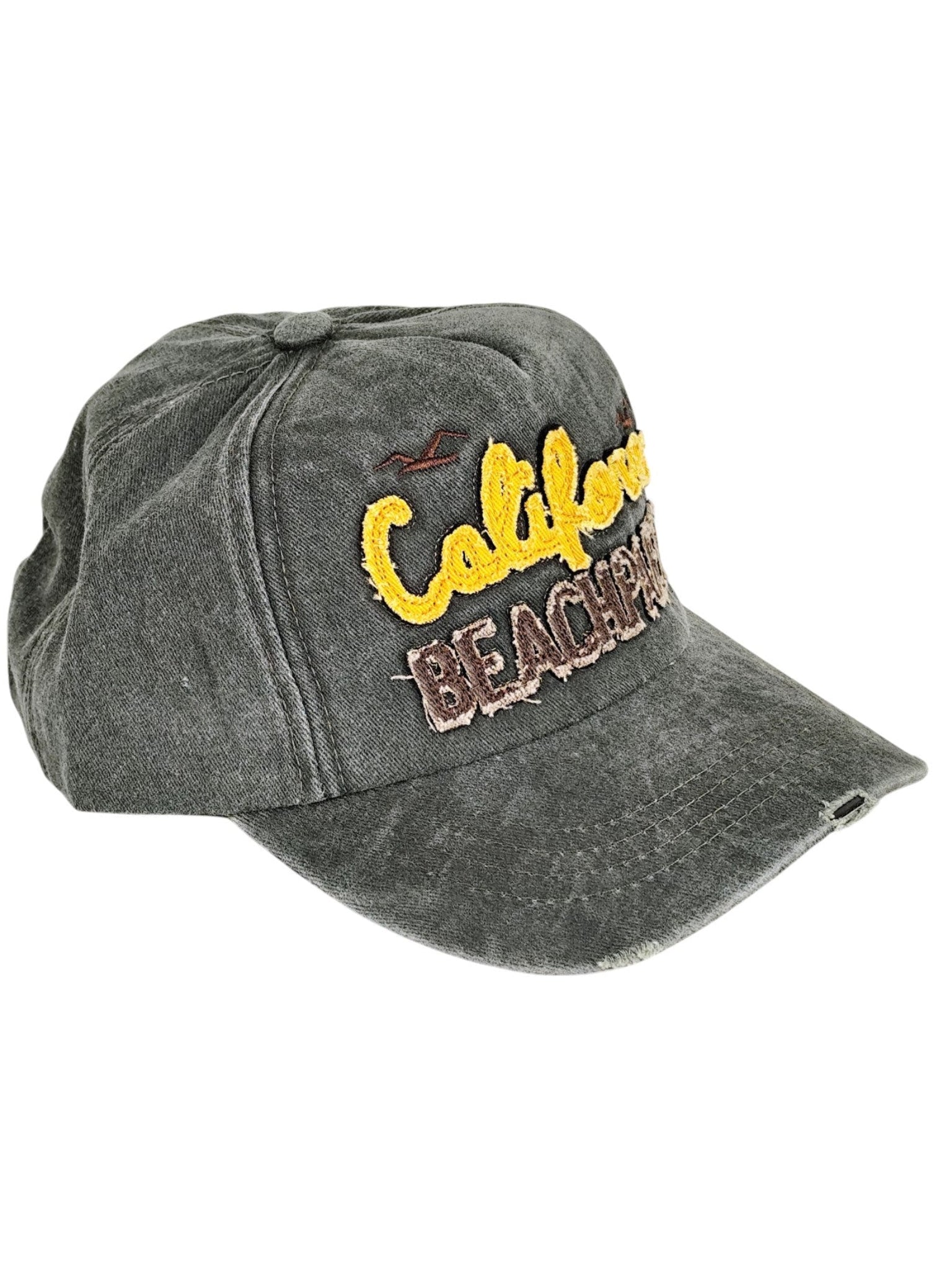 California Beach Party Gri Yıkamalı Nakışlı Şapka