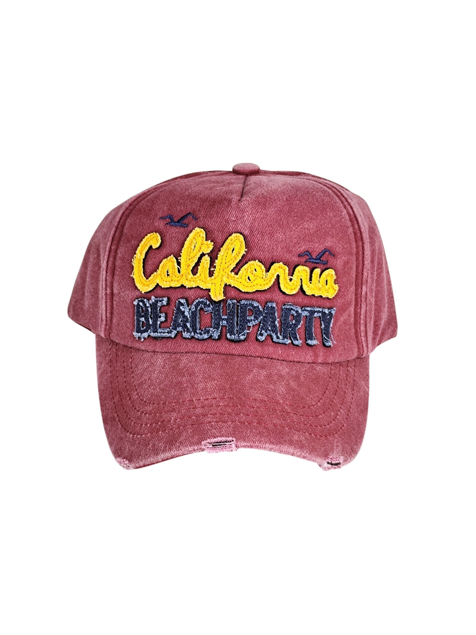 California Beach Party Kırmızı Yıkamalı Nakışlı Şapka