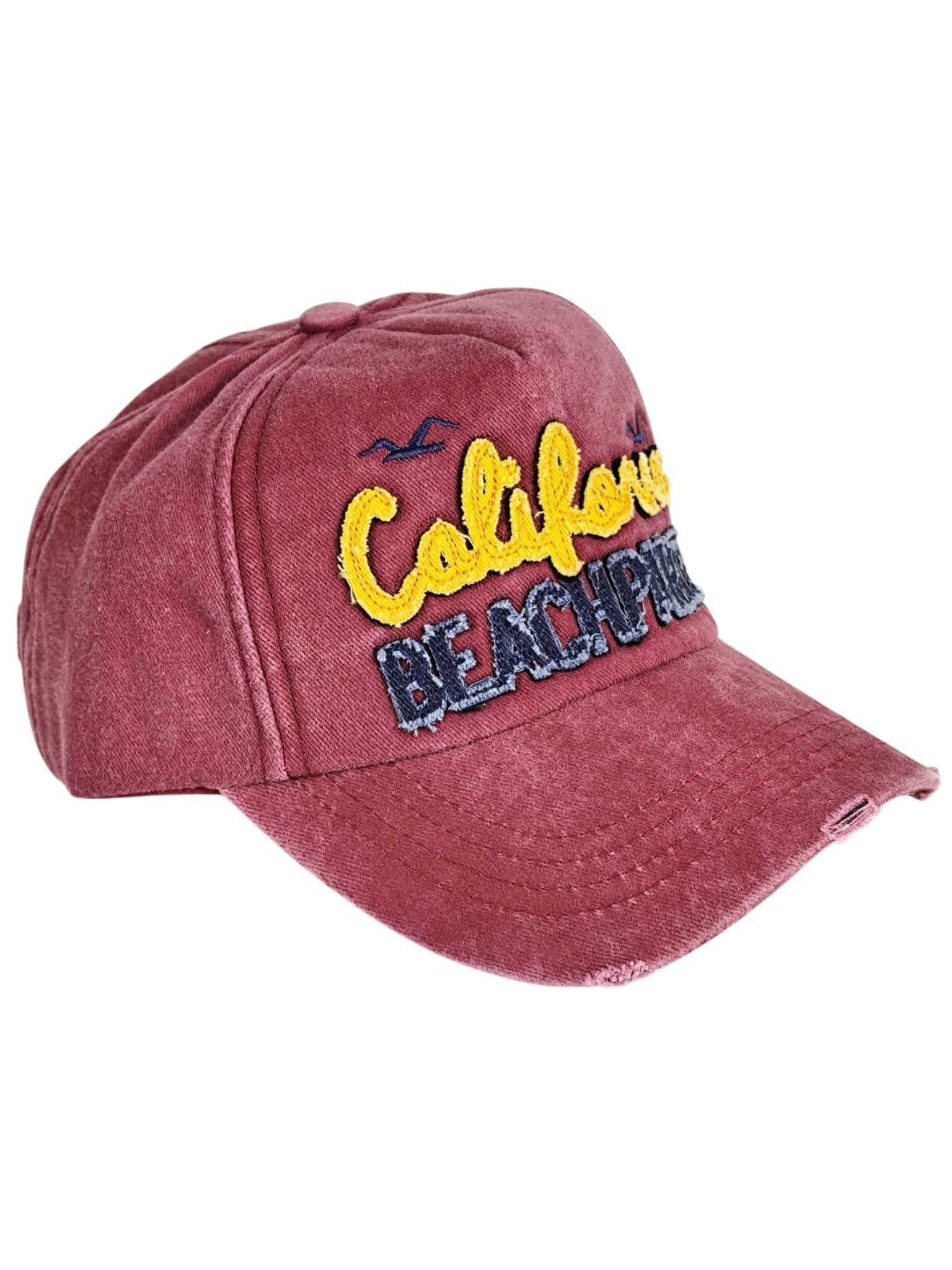California Beach Party Kırmızı Yıkamalı Nakışlı Şapka