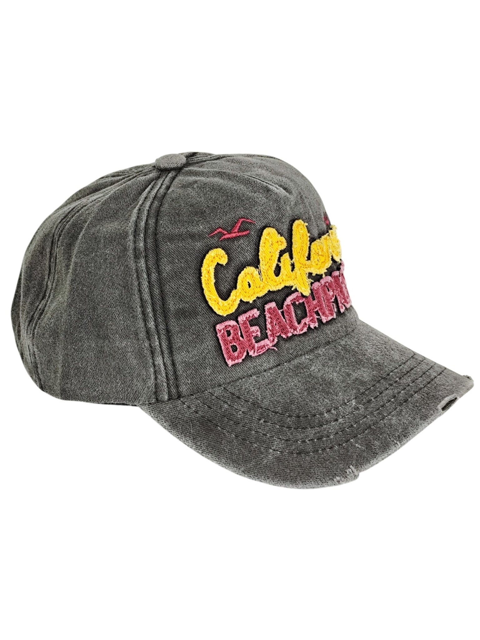 California Beach Party Gri Yıkamalı Nakışlı Şapka