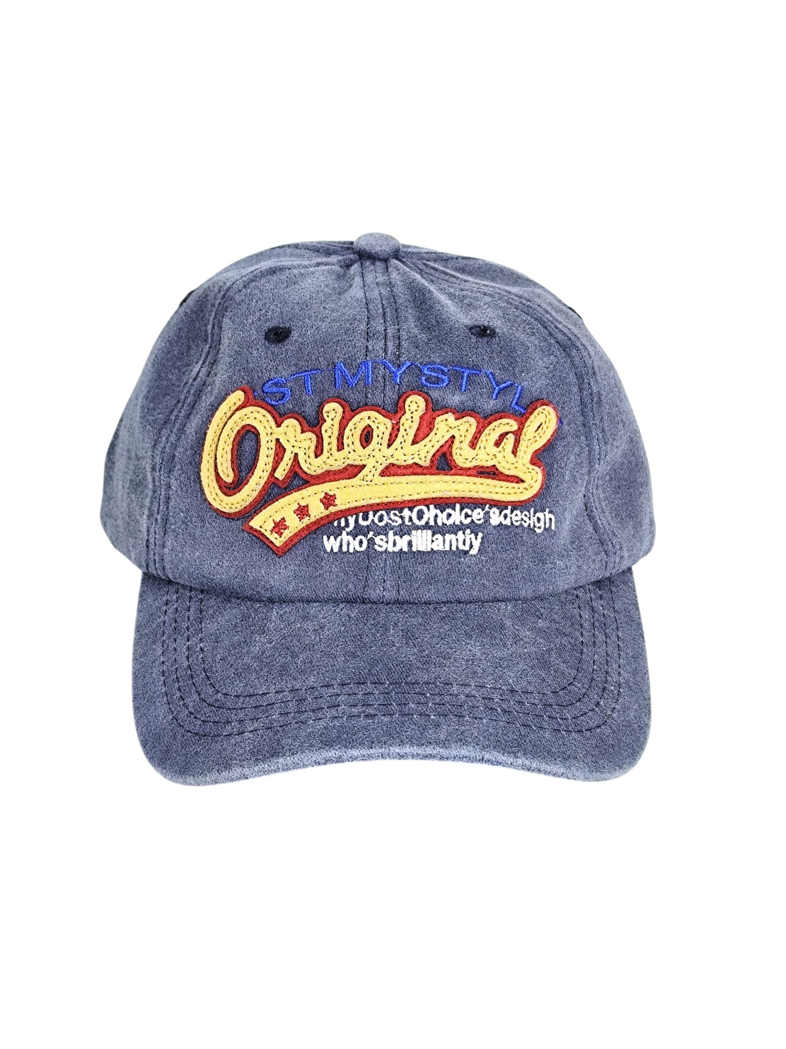 Original Lacivert Yıkamalı Nakışlı Şapka