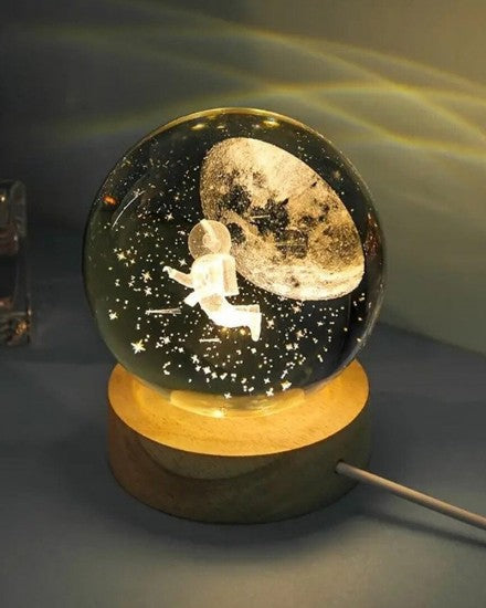 Astronot Ay Işıklı Cam Küre